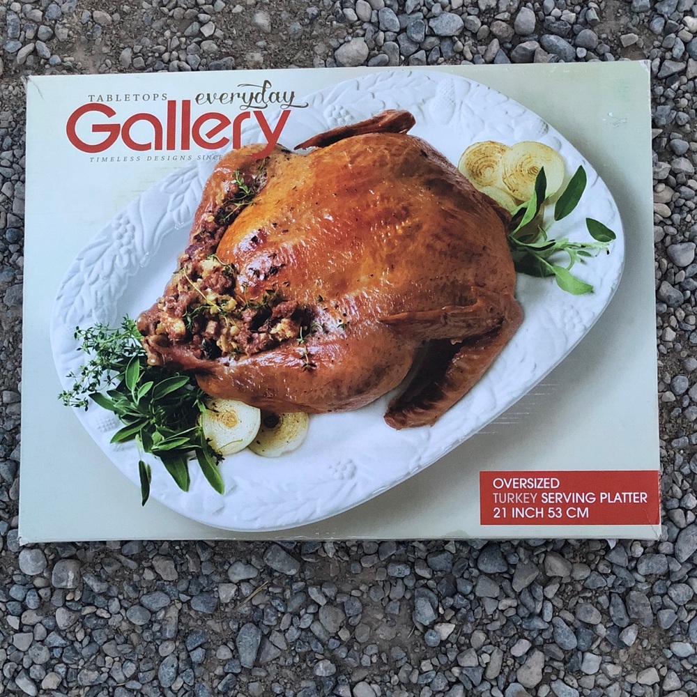 Gallery 21” White Oversized Thanksgiving Turkey Serving Platter